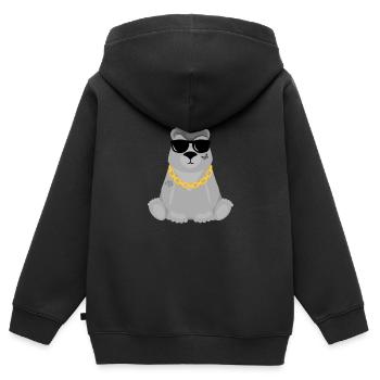 Cool Bear - Kids Premium Organic Zip-up Hoodie - black - Back - AI Model Kid Male (0cm)