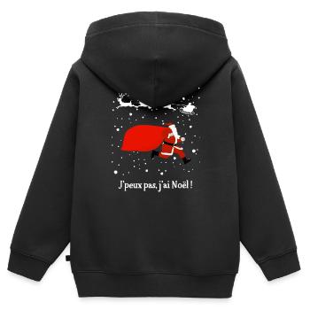 J peuxpas j ai Noël - Sweat Premium à capuche zippé enfant bio - noir - Dos - AI Model Kid Male (0cm)