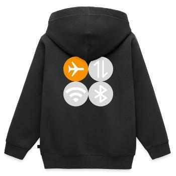 Mode avion du menu rapide - Sweat Premium à capuche zippé enfant bio - noir - Dos - AI Model Kid Male (0cm)