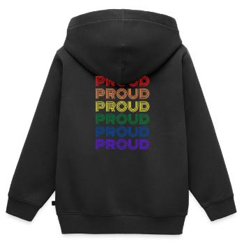 Fier - Sweat Premium à capuche zippé enfant bio - noir - Dos - AI Model Kid Male (0cm)