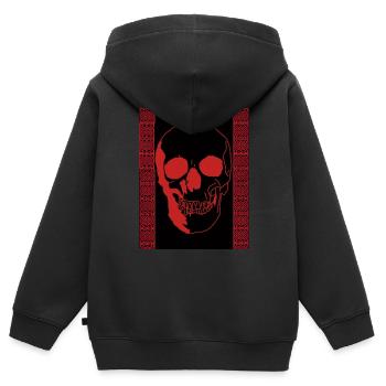 Crâne celtique - Sweat Premium à capuche zippé enfant bio - noir - Dos - AI Model Kid Male (0cm)