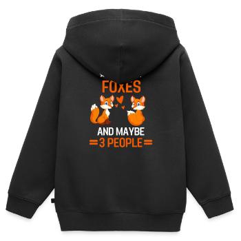 Amoureux des animaux Cadeau animal de forêt Drôle de renard - Sweat Premium à capuche zippé enfant bio - noir - Dos - AI Model Kid Male (0cm)