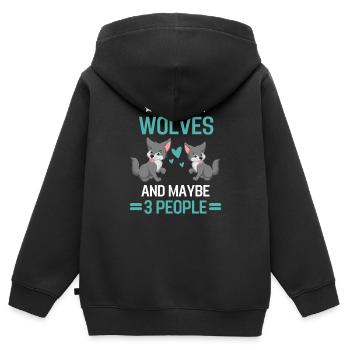 Habitant de la forêt Prédateur Cadeau Loup Drôle - Sweat Premium à capuche zippé enfant bio - noir - Dos - AI Model Kid Male (0cm)