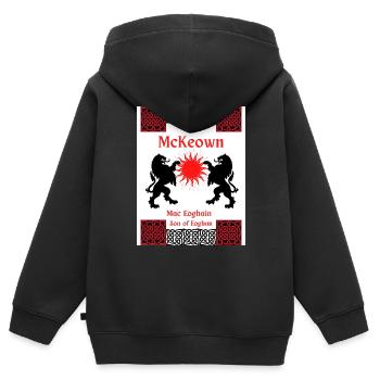 McKeown Surname - Kids Premium Organic Zip-up Hoodie - black - Back - AI Model Kid Male (0cm)