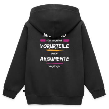 Niemand hat hier Vorurteile - Kinder Premium Organic Zip Hoodie - Schwarz - Hinten - AI Model Kid Male (0cm)