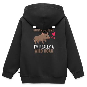 Wild Boar Costume Party Cadeau Sanglier - Sweat Premium à capuche zippé enfant bio - noir - Dos - AI Model Kid Male (0cm)