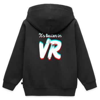 Es ist besser in VR - Virtual Reality - Kinder Premium Organic Zip Hoodie - Schwarz - Hinten - AI Model Kid Male (0cm)