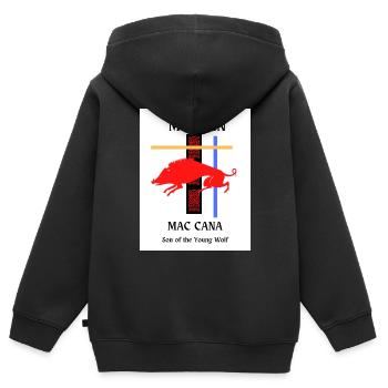 McCann Surname - Kids Premium Organic Zip-up Hoodie - black - Back - AI Model Kid Male (0cm)