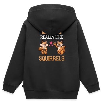 Tierliebhaber Wald Tier Geschenk Eichhörnchen - Kinder Premium Organic Zip Hoodie - Schwarz - Hinten - AI Model Kid Male (0cm)