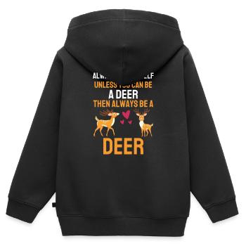 Waldbewohner Rotwild Geschenk Lustiges Hirsch - Kinder Premium Organic Zip Hoodie - Schwarz - Hinten - AI Model Kid Male (0cm)