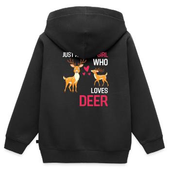 Rotwild Wald Tier Mädchen Geschenk Hirsch - Kinder Premium Organic Zip Hoodie - Schwarz - Hinten - AI Model Kid Male (0cm)
