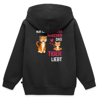 Tiger Mädchen Asien Tier Geschenk Tiger - Kinder Premium Organic Zip Hoodie - Schwarz - Hinten - AI Model Kid Male (0cm)