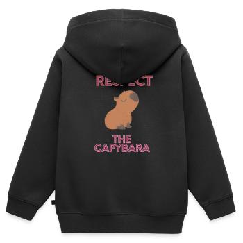 Respect The Capybara - Kids Premium Organic Zip-up Hoodie - black - Back - AI Model Kid Male (0cm)