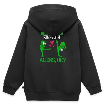 Science Fiction Geschenk Lustiges Alien - Kinder Premium Organic Zip Hoodie - Schwarz - Hinten - AI Model Kid Male (0cm)