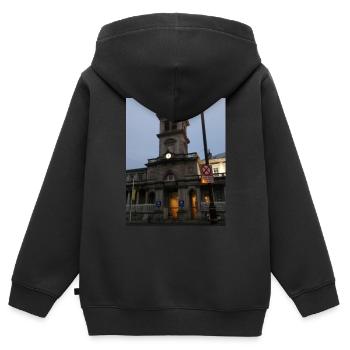 Connelly Station, Dublin, Irland. - Kinder Premium Organic Zip Hoodie - Schwarz - Hinten - AI Model Kid Male (0cm)