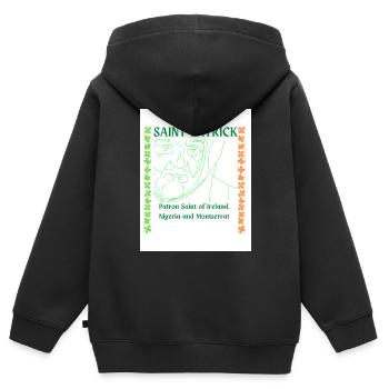 Sankt Patrick - Kinder Premium Organic Zip Hoodie - Schwarz - Hinten - AI Model Kid Male (0cm)