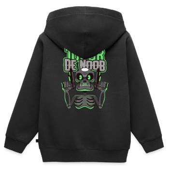 Tueur de noob. Tueuse de noob. Geek. Jeux vidéo. - Sweat Premium à capuche zippé enfant bio - noir - Dos - AI Model Kid Male (0cm)