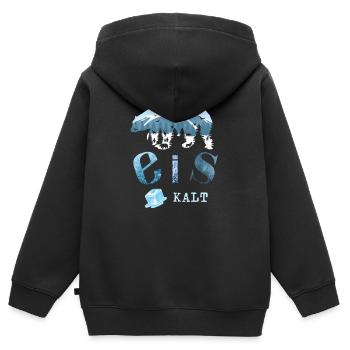 Eis Kalt - Kinder Premium Organic Zip Hoodie - Schwarz - Hinten - AI Model Kid Male (0cm)