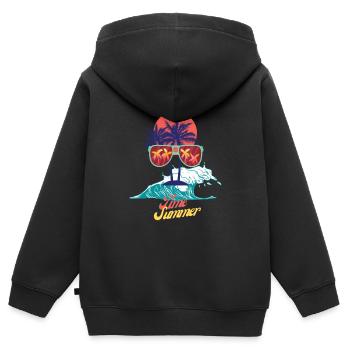 Heure d’été I - Sweat Premium à capuche zippé enfant bio - noir - Dos - AI Model Kid Male (0cm)
