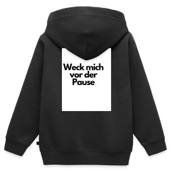 Weck mich vor der Pause - Kinder Premium Organic Zip Hoodie - Schwarz - Hinten - AI Model Kid Male (0cm)