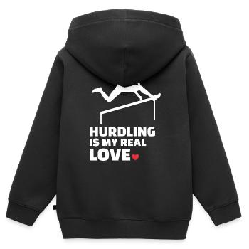 J’aime les obstacles - Sweat Premium à capuche zippé enfant bio - noir - Dos - AI Model Kid Male (0cm)