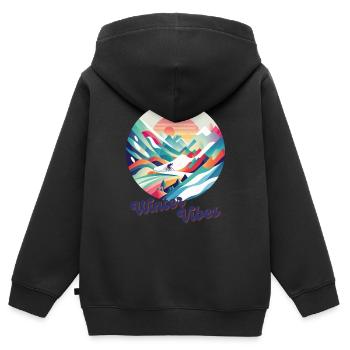 Winter Vibes | Winter | Skifahren | Illustration - Kinder Premium Organic Zip Hoodie - Schwarz - Hinten - AI Model Kid Male (0cm)