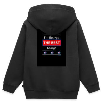 Ich bin George - Kinder Premium Organic Zip Hoodie - Schwarz - Hinten - AI Model Kid Male (0cm)