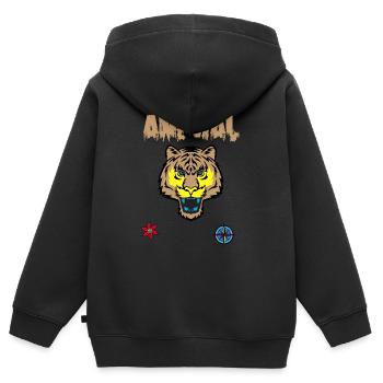 Tigergesicht zeichnen - Kinder Premium Organic Zip Hoodie - Schwarz - Hinten - AI Model Kid Male (0cm)