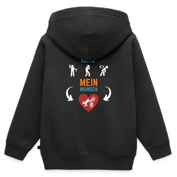 Mein Leben Mein Wunsch - Kinder Premium Organic Zip Hoodie - Schwarz - Hinten - AI Model Kid Male (0cm)