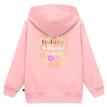 Sei ein Fruitloop in einer Welt der Cheerios - Kinder Premium Organic Zip Hoodie - Rosa - Hinten - AI Model Kid Female (0cm)