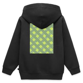 Lignes vertes - Sweat Premium à capuche zippé enfant bio - noir - Dos - AI Model Kid Male (0cm)