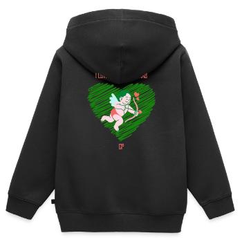 J’aime quelqu’un qui a une PC - Sweat Premium à capuche zippé enfant bio - noir - Dos - AI Model Kid Male (0cm)