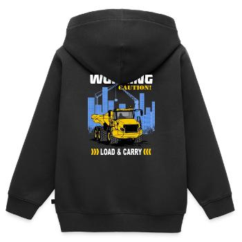Muldenkipper - Kipplaster - LKW - Truck - Kinder Premium Organic Zip Hoodie - Schwarz - Hinten - AI Model Kid Male (0cm)