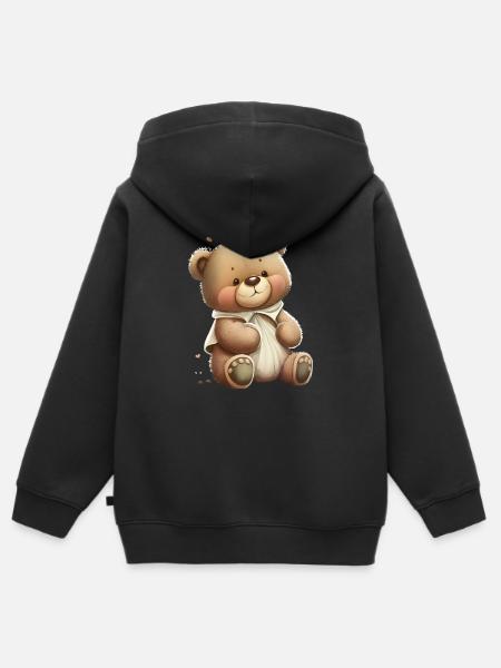 Teddy - Kids Premium Organic Zip-up Hoodie - black
