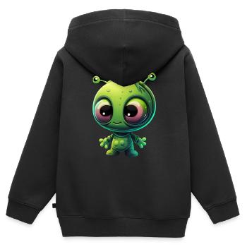 Le petit extraterrestre - Sweat Premium à capuche zippé enfant bio - noir - Dos - AI Model Kid Male (0cm)