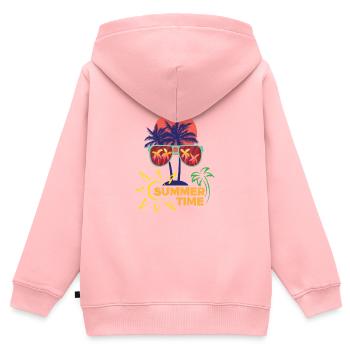 Sommerzeit - Kinder Premium Organic Zip Hoodie - Rosa - Hinten - AI Model Kid Female (0cm)