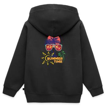 Sommerzeit - Kinder Premium Organic Zip Hoodie - Schwarz - Hinten - AI Model Kid Male (0cm)