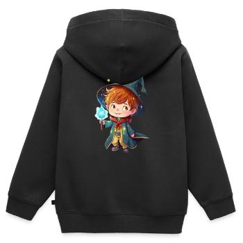 The Little Wizard - Kids Premium Organic Zip-up Hoodie - black - Back - AI Model Kid Male (0cm)