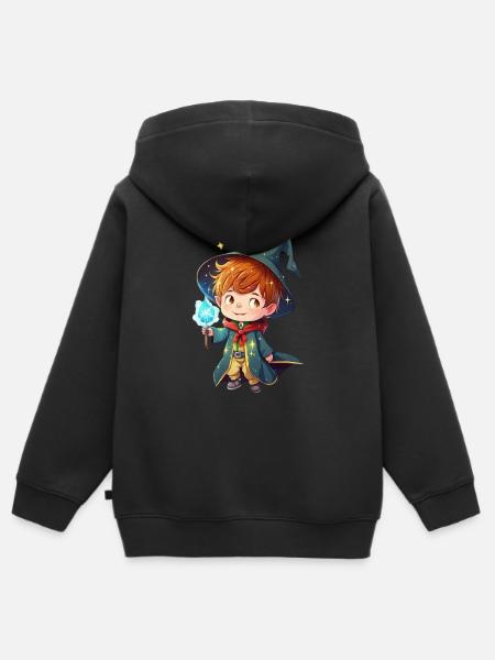 The Little Wizard - Kids Premium Organic Zip-up Hoodie - black