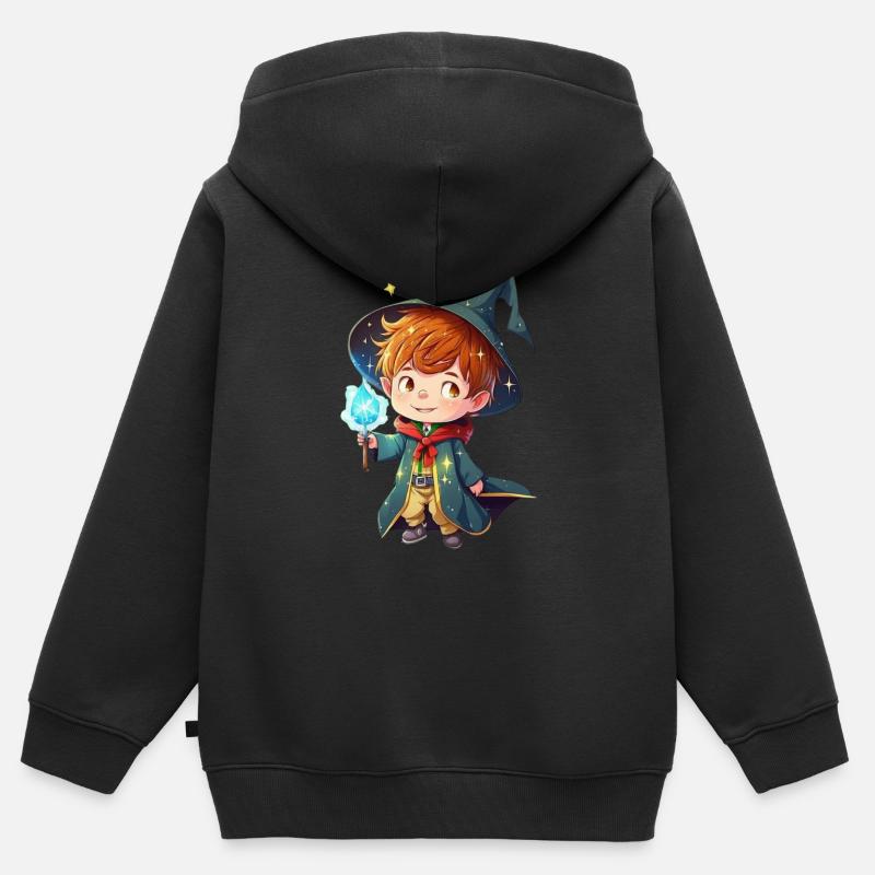Le Petit Sorcier - Sweat Premium à capuche zippé enfant bio - noir