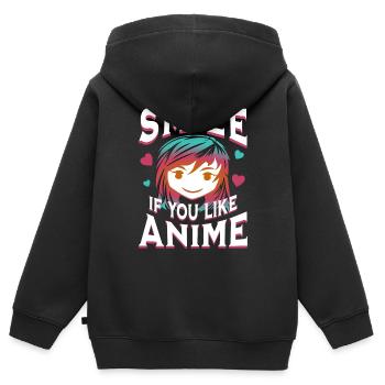 Souriez si vous aimez l’anime - Sweat Premium à capuche zippé enfant bio - noir - Dos - AI Model Kid Male (0cm)