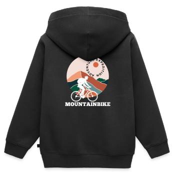 Mountainbike Abenteuer Expedition - Kinder Premium Organic Zip Hoodie - Schwarz - Hinten - AI Model Kid Male (0cm)