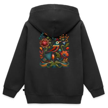 Birdie - Kids Premium Organic Zip-up Hoodie - black - Back - AI Model Kid Male (0cm)