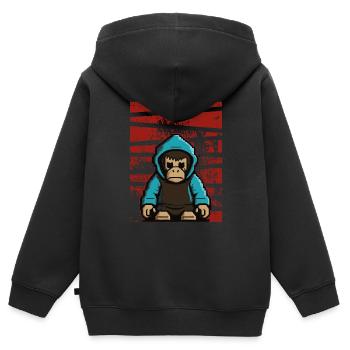 Retro Affe - Kinder Premium Organic Zip Hoodie - Schwarz - Hinten - AI Model Kid Male (0cm)