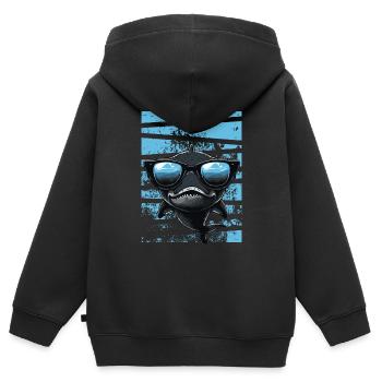 Cool Shark - Kinder Premium Organic Zip Hoodie - Schwarz - Hinten - AI Model Kid Male (0cm)