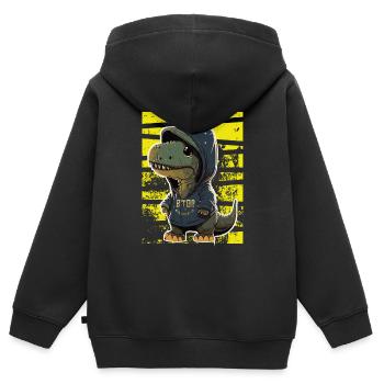 Sweat à capuche Cool T Rex - Sweat Premium à capuche zippé enfant bio - noir - Dos - AI Model Kid Male (0cm)