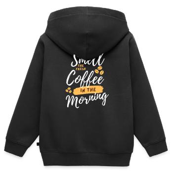 Kaffee | Kaffee - Kinder Premium Organic Zip Hoodie - Schwarz - Hinten - AI Model Kid Male (0cm)