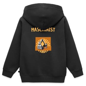 Machiniste passionné - Sweat Premium à capuche zippé enfant bio - noir - Dos - AI Model Kid Male (0cm)