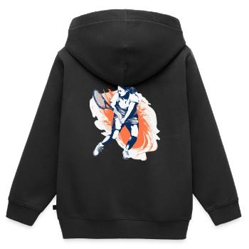 Der Tennisspieler - Kinder Premium Organic Zip Hoodie - Schwarz - Hinten - AI Model Kid Male (0cm)