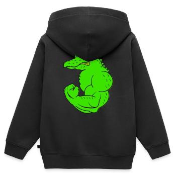strong crocodile - Kinder Premium Organic Zip Hoodie - Schwarz - Hinten - AI Model Kid Male (0cm)